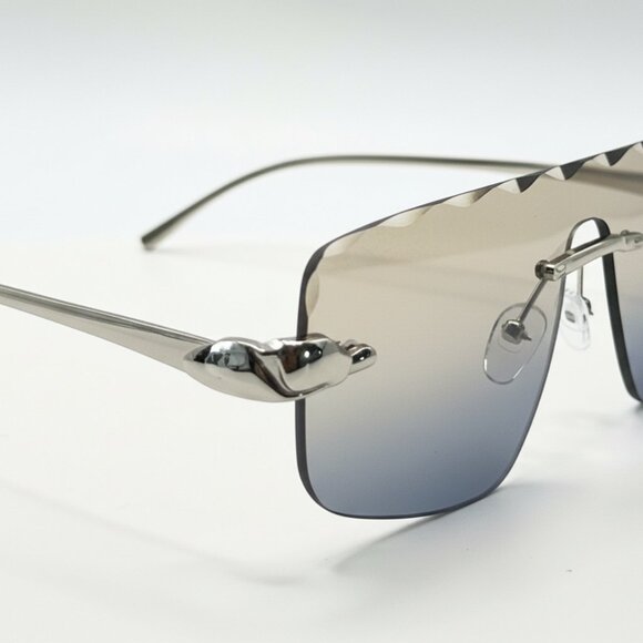 NEW Futuristic Frameless Oversized Trendy Designer Style Sunglasses - Silver - Picture 3 of 5